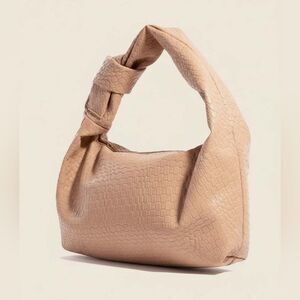 Faux Snakeskin Braided Pattern Knotted Handle Handbag - Chic PU Leather Tote